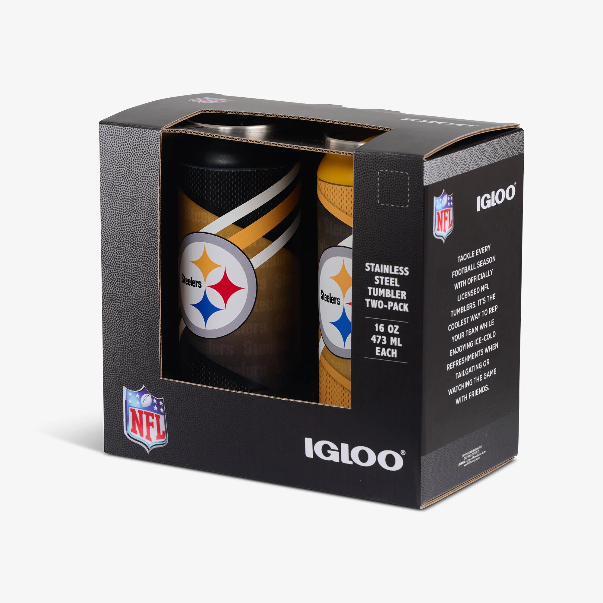 Igloo Durable Pittsburgh Steelers Home & Away 16 Oz Can 2-Pack - Image 5